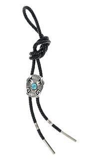 Navajo T & R Singer Sterling Silver Turquoise Bolo