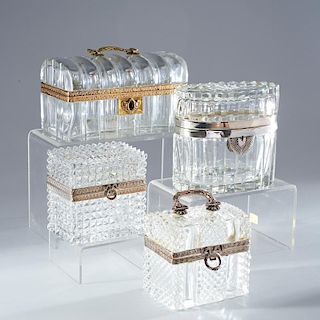 Set (4) French cut crystal boxes