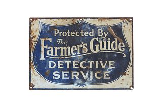 Farmers Guide Detective Service Metal Sign 1940s