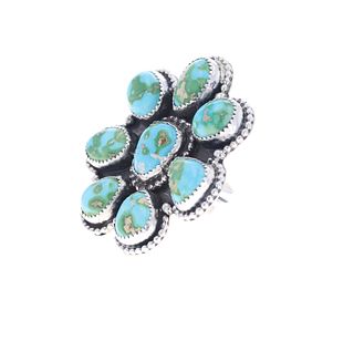 Navajo R. Sam Sterling Silver C.C. Turquoise Ring
