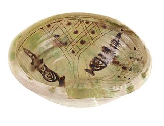 Byzantine Sgraffito Glazed Ceramic Bowl 10th-11thC