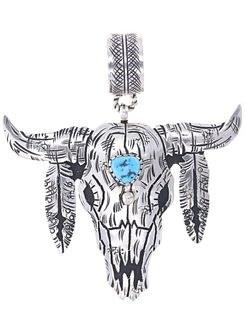 Navajo R. Singer Sterling Silver Turquoise Pendant