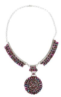 Navajo Juliana Williams Pink Dahlia Necklace