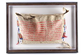 C. 1870 Sioux Quilled & Beaded Tipi Bag Fort Yates