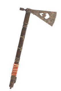 C. 1875 Double Batwing Copper Inlaid Pipe Tomahawk