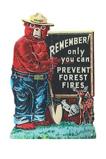 Smokey The Bear Embossed Polychrome Sign