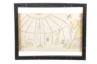 C. 1911 Lakota Sioux Sun Dance Ledger Drawings (2)