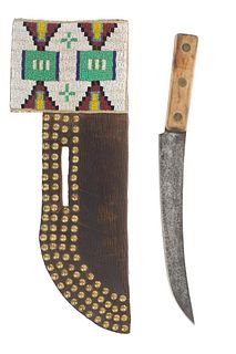 19th C. Blackfeet Beaded Sheath & Trade Knife