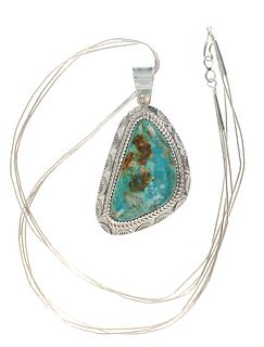 Navajo Bernadine Begay Silver Turquoise Necklace