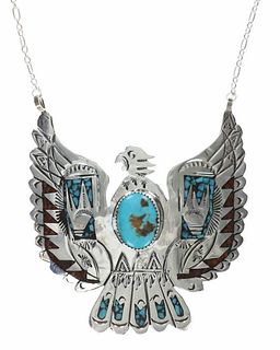Navajo Henry Begay Inlaid Thunderbird Necklace