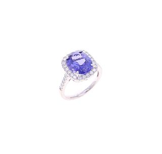AAA Tanzanite 4.61 cts. 18K Diamond Ring