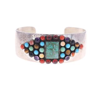 Navajo Daniel Mike Sterling & Multi-Stone Bracelet