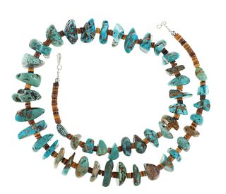 Navajo Variety Nugget Turquoise Heishi Necklace