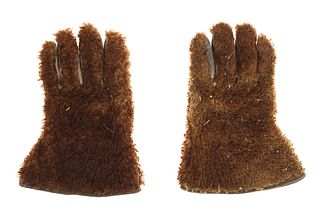 Ca. 1880-1910 Wooly Fur Cowboy Gauntlet Gloves