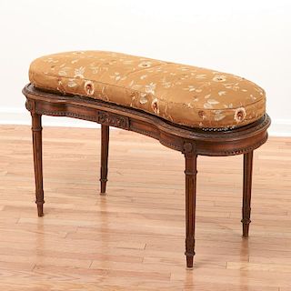 Antique Louis XVI style carved beechwood bench