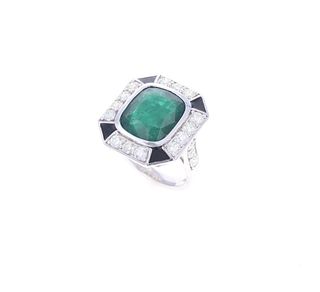 GIA Certified 7.38 cts. Natural Emerald 18K Ring