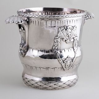 Silver Plate Wine Cooler with Mask Handles