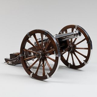 Modern Steel and Wood Model of a Cannon