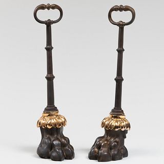 Pair of Regency Style Gilt and Patinated Bronze Doorstops