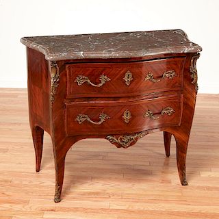 Louis XV style bronze mounted marble top commode