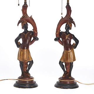 Pair Italian Blackamoor table lamps