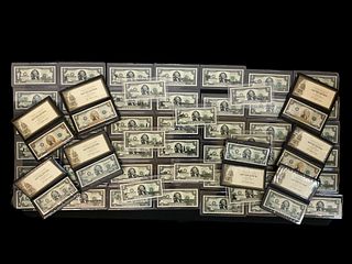 Mixed Group of 58 Colorized 2-Dollar Bills