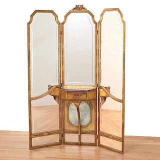 Belle Epoque three-panel mirrored vanity screen