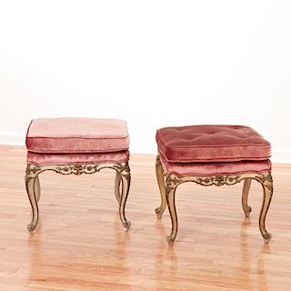 Pair Italian Rococo style painted stools