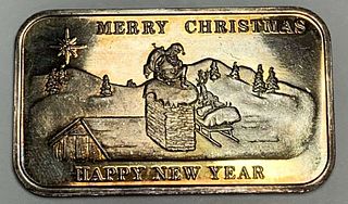 Merry Christmas And Happy New Year 1 ozt .999 Silver Bar