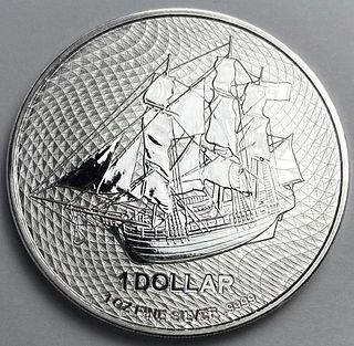 2023 Cook Islands Bounty Sailing Ship 1 ozt .9999 Silver Dollar