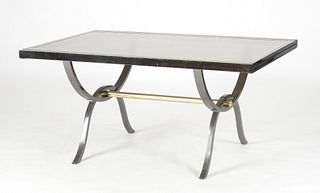 Steel and Tinted Glass Extension Dining Table
