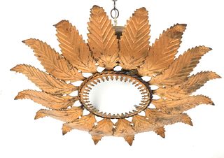 A Pair of Gilt Metal Foliate Fixtures, Mid 20th Century 
