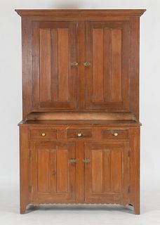 Pennsylvania Cherry and Pine Blind Two-Part Dutch Cupboard