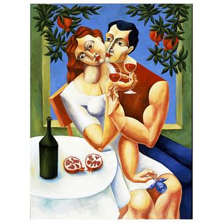Yuroz, "Toast To Love" Hand Signed Limited Edition Serigraph on Canvas with Certificate of Authenticity.