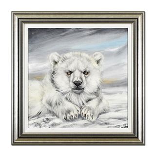 Martin Katon, "Polar Bear" Framed Original Oil Painting on Canvas Hand Signed with Letter of Authenticity.