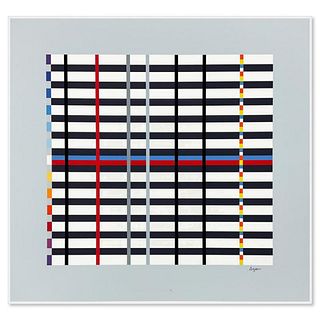 Yaacov Agam, "Hommage du Mondrian (Light Blue)" Limited Edition Serigraph, Numbered and Hand Signed with Letter of Authenticity.