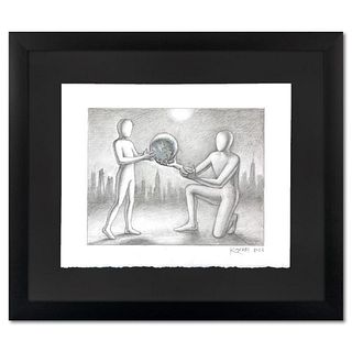 Mark Kostabi, "Inheritance" Framed Original Drawing on Paper, Hand Signed with Certificate of Authenticity