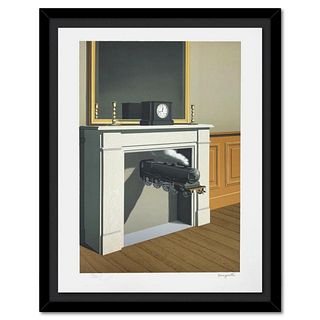 Rene Magritte 1898-1967 (After), "La Duree Poignardee (Time Transfixed)" Framed Limited Edition Lithograph, Estate Signed and Numbered 122/275 with Ce
