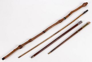 MILITARY ASSOCIATED SWAGGER / WALKING STICKS, LOT OF FOUR