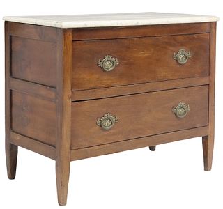 NEOCLASSICAL MARBLE-TOP MAHOGANY COMMODE