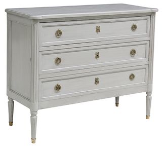 FRENCH LOUIS XVI STYLE PAINTED THREE-DRAWER COMMODE