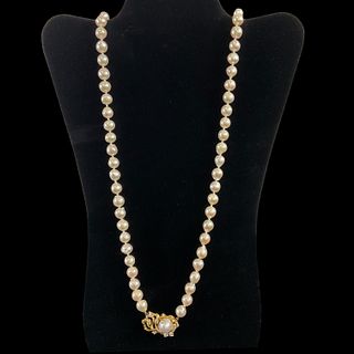 Single Strand Baroque Style Cultured Pearl Necklace