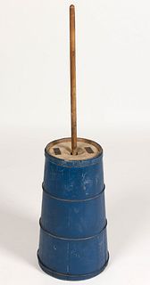 AMERICAN COUNTRY PAINTED TREEN BUTTER CHURN