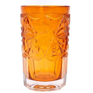 Bohemian cut glass tumbler with embedded coin