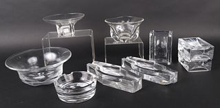 Nine Colorless Glass Table Articles