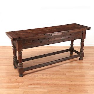 Early European walnut extension refectory table