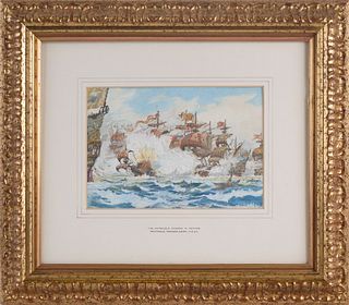 Montague Dawson, (British, 1890-1973) The Invincible Armada in Action, Watercolor
