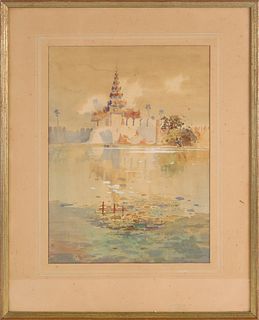 John Ruskin, (British, 1819-1900) Thai Temple, Watercolor