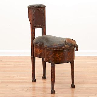 Dutch Neo-Classical marquetry bidet chair