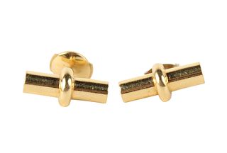 Pair of Hermes 18K Gold Bar Stud Earrings